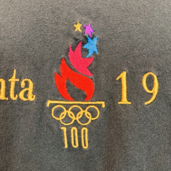 VINTAGE ATLANTA OLYMPICS 1996 GREEN CHAMPION T Shirt L MADE IN USA Single Stitch - Picture 5 of 14